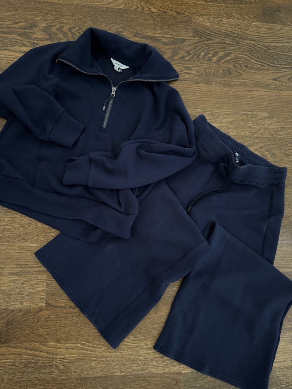 SPANX Navy Zip-Up Pullover